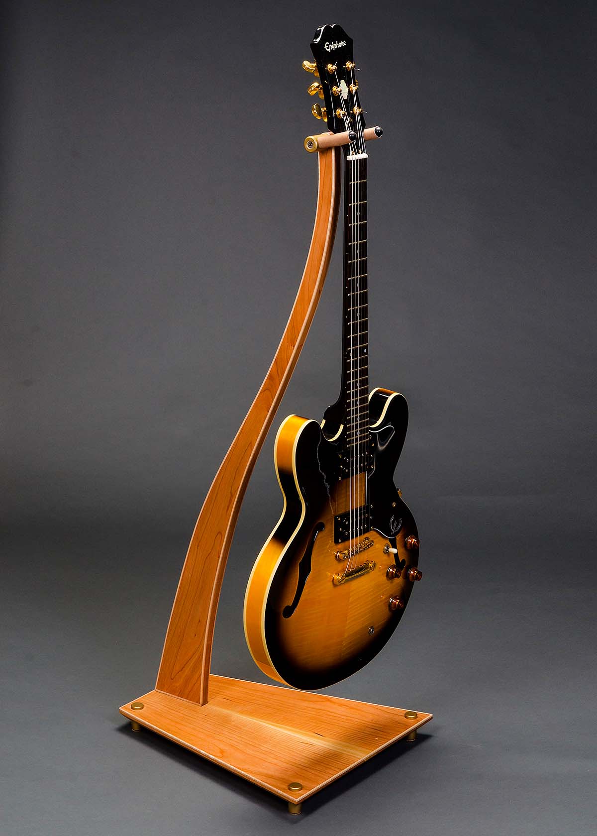 WM Guitar Stand in Cherry with Maple Binding