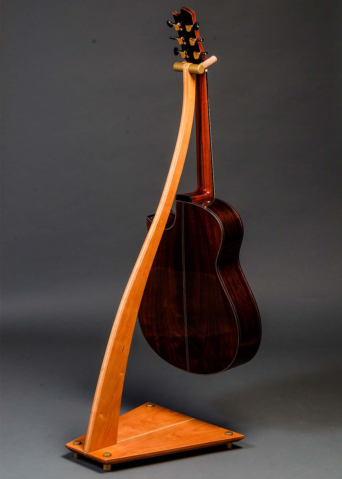 SM Guitar Stand in Cherry with Maple Inlay