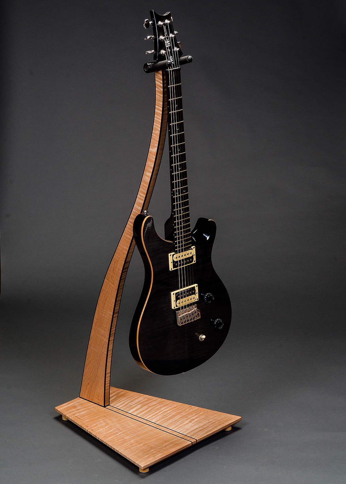 SM Guitar Stand in Curly Maple, Double Inlay