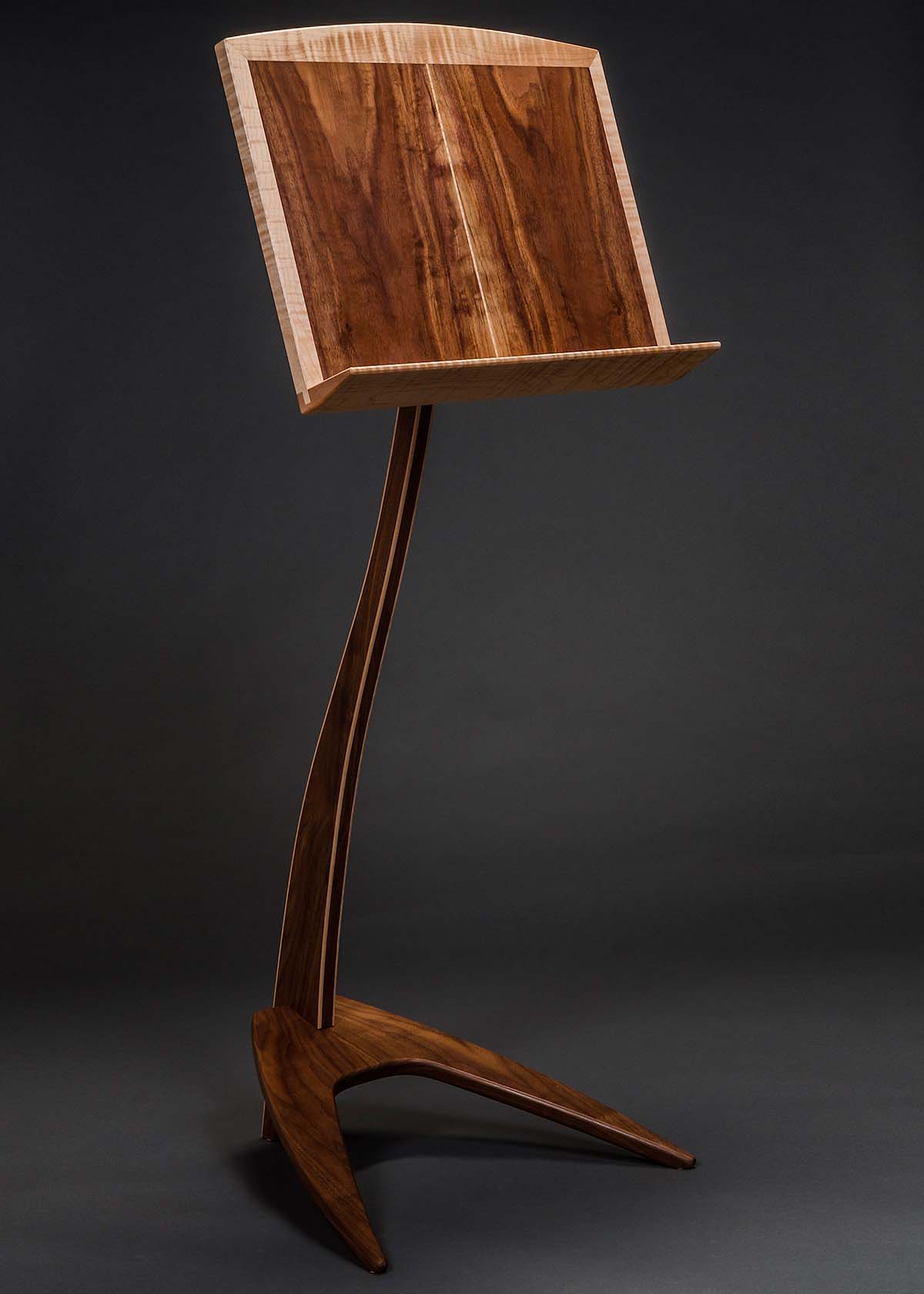 WM Music Stand in Walnut with Curly Maple Binding