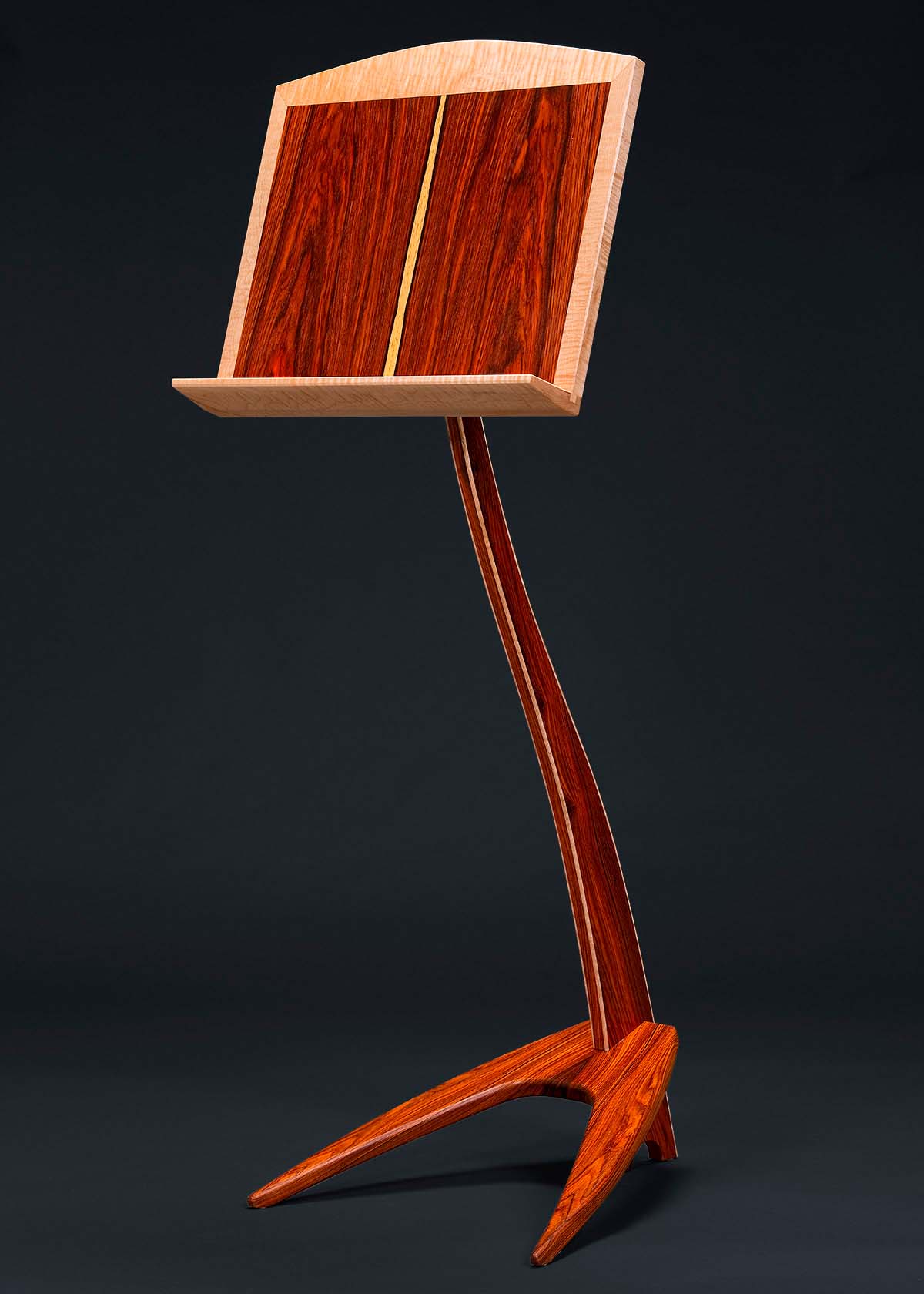 WM Music Stand in Cocobolo with Curly Maple Binding