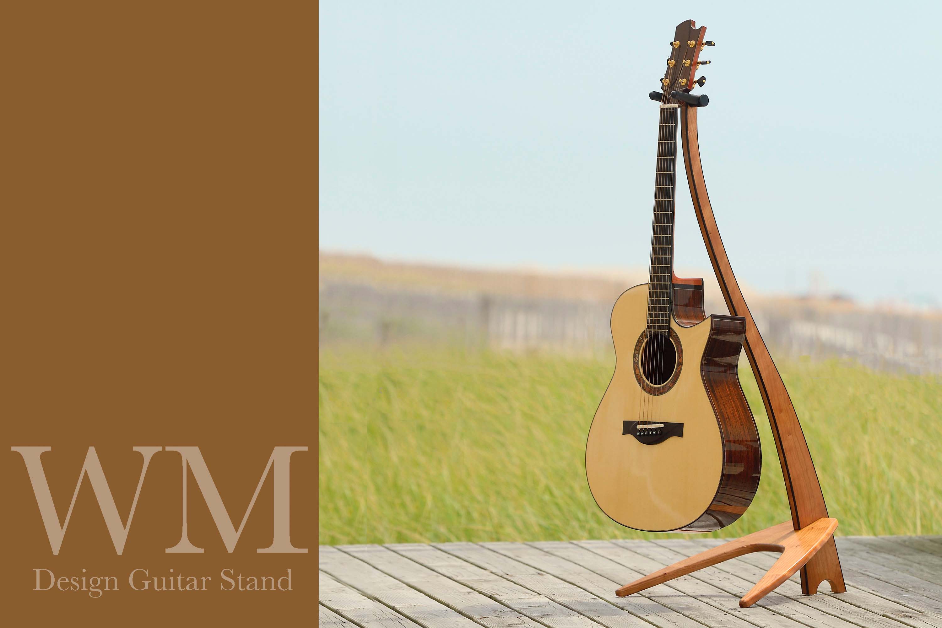 WM Guitar Stand in cherry with ebony binding.