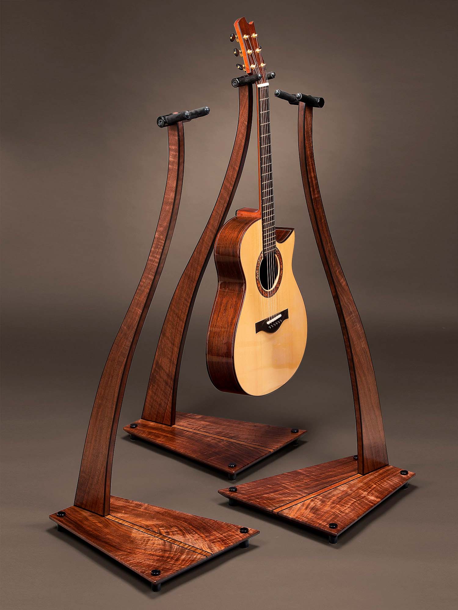 SM Guitar Stand in Claro Walnut with Ebony.